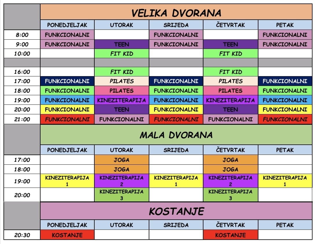 Raspored Rujan 2025 rijan 2025 raspored treninga